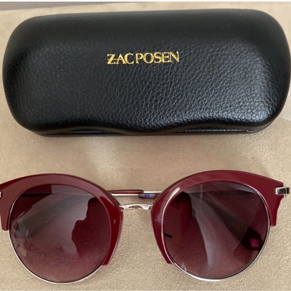 ZAC POSEN Cat Eye, Single Rim Sunglasses in Burgandy, NWT - Picture 6 of 7